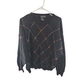 Vintage Maurada Beaded Sweater XL Classic 80s Casual Preppy